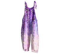 Generisch Femmes Confortable Hip Hop Jogging Printemps Été Folar Bonjour Taille Combinaison Bureau Jambe droite Pantalon Grande Taille Combinaison Femme Sportive, lilas, XL