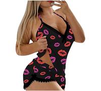 Generisch Femmes Dentelle Sous-vêtements Pyjama Sans Manches Suites Sous-vêtements, lilas, M
