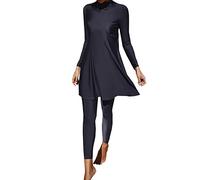 Generisch Femmes Été Burkini Musulmane Féminin Deux Pièces Maillot de Bain Manches Longues Plage Maillot de Bain, bleu, L