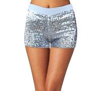 Generisch Femmes Femmes Sequins Disco Hotpants Brillant Paillettes Jazz Mini Shorts Stretch Danse 2025, argenté, M