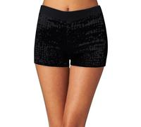 Generisch Femmes Femmes Sequins Disco Hotpants Brillant Paillettes Jazz Mini Shorts Stretch Danse 2025, Noir , XXL