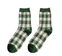 Generisch Femmes Green Series - et chaussettes d'hiver tube moyen chaussettes en laine épaissies plaid chaussettes chaudes bas femmes sans fixation laine, b, taille unique