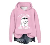 Generisch Femmes Halloween Fashion Spectre Print Sweat à capuche à manches longues avec col rond Vêtements Femmes Sexy, Rose, S