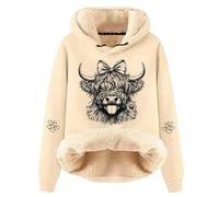 Generisch Femmes Hiver Épais Laine Chaud Couleur Unie Laine d'agneau Sweat à Capuche Veste Mon Compte Mes Commandes, beige, 5XL