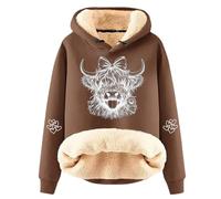 Generisch Femmes Hiver Épais Laine Chaud Couleur Unie Laine d'agneau Sweat à Capuche Veste Mon Compte Mes Commandes, marron, 5XL