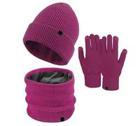 Generisch Femmes & Hommes Hiver Chaud Mignon Laine Chapeau Écharpe Gants Trois Pièces Hiver Neige Tricoté Bonnet Écran Moufles Écharpes Ensembles Bonnet Jaune Avec Écharpe, lilas, taille unique
