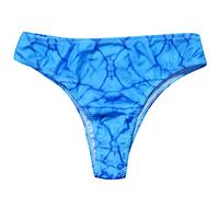 Generisch Femmes Imprimé Taille Basse Brésilien Bikini Bas Slips Brésiliens Bikini Bas Côté Cravate Tanga Bain Bas Bas de Bain Maillot de Bain Femme Grandes Tailles 56, bleu, S