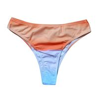 Generisch Femmes Imprimé Taille Basse Brésilien Bikini Bas Slips Brésiliens Bikini Bas Côté Cravate Tanga Bain Bas Bas de Bain Maillot de Bain Femme Grandes Tailles 56, Orange, S