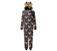 Generisch Femmes Mère Joyeux Noël Mère Imprimés Gris Foncé avec Fermeture Éclair Combinaison Équipement Famille, gris foncé, M