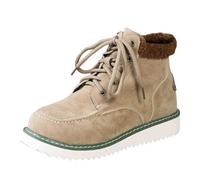 Generisch Femmes Printemps et Automne Hiver Grande Taille Européenne et Américaine Casual Bout Unique Boots Haut Haut Rond Avant Couleur Unie Cheville Bottes Femmes Chaussures Plateforme 37, kaki, 42