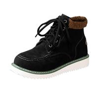 Generisch Femmes Printemps et Automne Hiver Grande Taille Européenne et Américaine Casual Bout Unique Boots Haut Haut Rond Avant Couleur Unie Cheville Bottes Femmes Chaussures Plateforme 37, Noir , 38