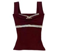 Generisch Femmes Rétro Imprimé Léopard Style Européen Été Court Slim Fit Gilet, rouge, S