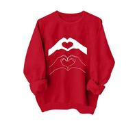 Generisch Femmes Saint-Valentin Sweatshirt Rouge Imprimé Mignon Sweatshirt Pull Décontracté avec Motif Coeur Mes Commandes Afficher Mes Commandes, rouge, L
