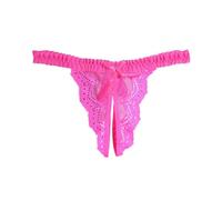 Generisch Femmes Sous-vêtements Ouvert Lingerie Dentelle Transparent T-Pants String, Rose, M