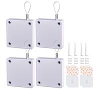 Generisch Ferme-Porte Automatique for Rideau de Douche, Lot de 2, Ferme-Porte Automatique sans Perforation, 1000 g, Multifonction, avec Cordon de Serrage en Acier de 1,2 m, Ferme-Portes(White,4pcs)