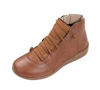 Generisch Fermeture éclair latérale unie - Bottes courtes décontractées pour femme avec coupe confortable - Matériau robuste, marron, 38 EU