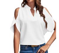 Generisch Fête d'entreprise Haut à la mode épaules dénudées pour femmes style été avec col en V Mes commandes Afficher le compte, Blanc., XL