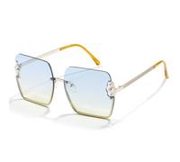 Generisch FHKQMLFQ Lunettes de soleil carrées Hommes Femmes Pearl Rimless Lunettes de soleil UV400 Vintage Lady Glass