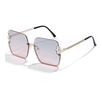 Generisch FHKQMLFQ Lunettes de soleil carrées Hommes Femmes Pearl Rimless Lunettes de soleil UV400 Vintage Lady Glass