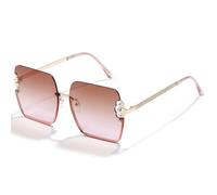 Generisch FHKQMLFQ Lunettes de soleil carrées Hommes Femmes Pearl Rimless Lunettes de soleil UV400 Vintage Lady Glass