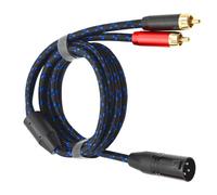 Generisch Fiche blindée, robuste, tressée à 3 broches vers 2RCA, 3 m | Câble répartiteur tressé blindé 3 broches XLR vers 2 RCA pour appareils de studio, réduction du bruit et Live