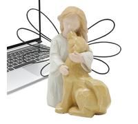 Generisch Figurine d'amitié - Statue d'une fille embrassant un chiot - En résine - Souvenir commémoratif peint à la main - Sculpture de tributs d'amitié - Œuvre d'art commémorative décorative