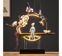 Generisch Figurine de Bouddha avec brûleur d'encens et lampe circulaire LED, applique murale 3D, lumière zen, décoration murale et décoration pour les espaces de vie