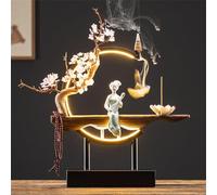 Generisch Figurine de Bouddha avec brûleur d'encens et lampe circulaire LED, applique murale 3D, lumière zen, décoration murale et ornement pour salon