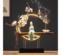 Generisch Figurine de Bouddha avec brûleur d'encens et lampe circulaire LED, applique murale 3D, lumière zen, décoration murale et décoration pour les espaces de vie