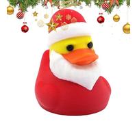 Generisch Figurine de canard de Noël, statues d'animaux créatives avec bonnet de Noël - Décoration miniature - Canard de collection pour fête d'anniversaire - Petit pour bottes de Père Noël
