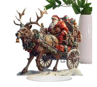 Generisch Figurine de Père Noël traîneau de Père Noël dans un traîneau | Figurine de Noël 2D en acrylique traîneau et renne | Figurine de renne de traîneau pour décoration de vacances, hiver