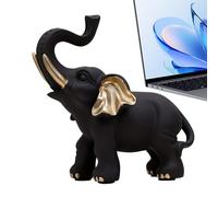 Generisch Figurine d'éléphant noir et doré - Statuette d'éléphant noir en résine - Décoration pour la maison, le bureau, la table, les accessoires de maison, les collectionneurs, cadeau pour les amis