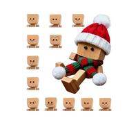 Generisch Figurine en bois - Poupée avec 12 expressions magnétiques du visage - Poupée en bois avec jambes oscillantes, chapeau et écharpe - Pour bureau, tableau de bord, cheminée, maison