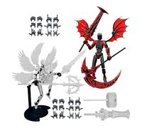 Generisch Figurines d'action pour - Lot de 2 robots prêts à l'emploi avec ailes, décorations de table articulées imprimées en 3D, pour collectionneurs, amateurs de jeux, salon, bibliothèque et bureau