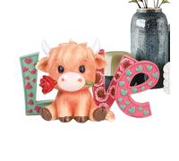 Generisch Figurines de vache des Highlands pour la Saint Valentin - Figurine de vache des Highlands - En résine - Pour la Saint Valentin - Statue pour table de ferme, jardin