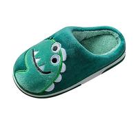 Generisch Filles à l'intérieur portent des pantoufles, des dinosaures mignons, des pantoufles en peluche chaudes d'hiver douces et confortables, vert, 32 EU