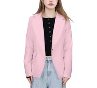Generisch Filles Couleur Unie Formelle Revers Costume Manteau Boutonné Long Seelve Blazer Costume Veste Pour Enfants Pull Rouge Femmes Hiver, Rose, 6-7 ans