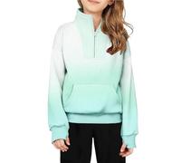 Generisch Filles Demi-Zip Sweatshirt Polaire Quarter Zip Pull Sweatshirts Fall Vêtements pour Adolescentes Filles Pouce Pull Fille Vert Olive, vert, 5-6 ans