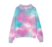 Generisch Filles Demi-Zip Sweatshirt Polaire Quarter Zip Pull Sweatshirts Fall Vêtements pour Adolescentes Filles Pouce Trou Pull Fille Taille 140, Rose, 5-6 ans