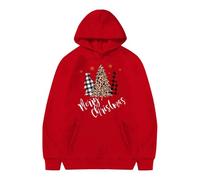 Generisch Filles Noël Flocon de Neige Sweat à Capuche Hiver Chaud Impression de Noël Pull Sweatshirts Pull Bébé Fille 62, rouge, 10-11 ans