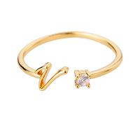 Generisch Films Comme Les Anneaux Strass 26 Bague D'initiation Bijoux Personnalisé Lettre Initiale Bague Ouverte Avec Strass Bague Pour Femmes Plante Anneaux, taille unique, Cuivre, Pas de pierre