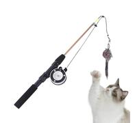 Generisch Fishing Rod Cat Toy - Teaser rétractable en 2 parties, mur interactif | Jeu en intérieur, exercice et dressage, plaisir à la maison pour chatons adultes, divertissement, animal de compagnie