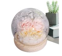 Generisch Forever Flowers avec dôme - Bouquet de Roses artificielles dans Un étui en Verre - Cadeau Floral - Arrangement décoratif Romantique - Présentation de qualité supérieure Faite à la