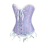 Generisch Forgeron médiéval 21325 Femmes Gothique Party Floral Lace Up Slim Corset Bustier Top Costume de cosplay Viking pour femme, lilas, M