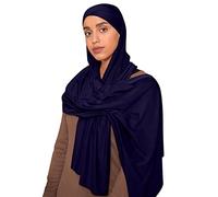 Generisch Foulard musulman, couleur unie, longue, écharpe en coton pour peaux impures, Marine, taille unique