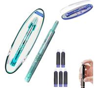 Generisch Fountain Stylo rétractable, pointe fine de 0,38 mm, corps transparent avec 5 cartouches d'encre rechargeables, encre bleue et noire, écriture lisse pour le journal et la calligraphie, vert