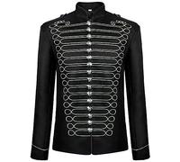 Generisch Frack Veste Steampunk Hussar Napoléon Military Drummer Parade Veste Napoléon Officier Vestes Gothique Vintage Tailcoat Prince Veste Moyen-Âge Costume de carnaval victorien, Noir , L