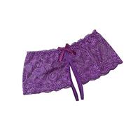 Generisch Frauen Spitze niedrige durchsichtige offene Schritt-Briefs (Purple, One Size)