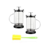 Generisch French Press Lot de 2 petites cafetières à piston avec filtre permanent en acier inoxydable, cafetière et théière en verre résistant à la chaleur avec lignes d'échelle, passe au