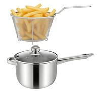 Generisch Friteuse avec couvercle et insert, en acier inoxydable, antiadhésive, avec panier, pour cuisinières électriques et à induction, cuisine, maison, appartement, frites, poulet, fruits de mer